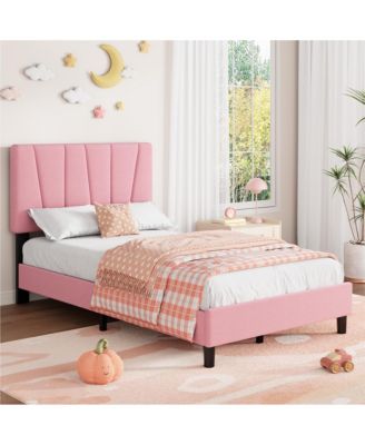 Modern Upholstered Platform Bed Frame with Adjustable Headboard – Wooden Slats, No Box Spring Needed, Easy Assembly, Bedroom Furniture
