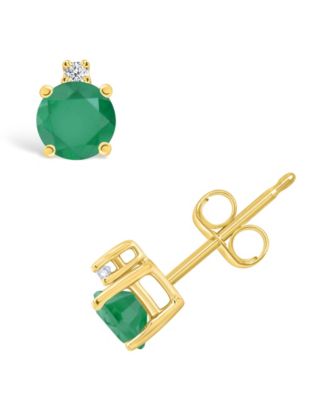 Tanzanite (1/2 ct. t.w.) & Diamond Accent Stud Earrings in 14k Gold (Also in Emerald, Ruby, & Sapphire)