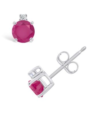 Sapphire (3/4 ct. t.w.) & Diamond Accent Stud Earrings in 14k White Gold (Also in Emerald, Ruby, & Tanzanite)