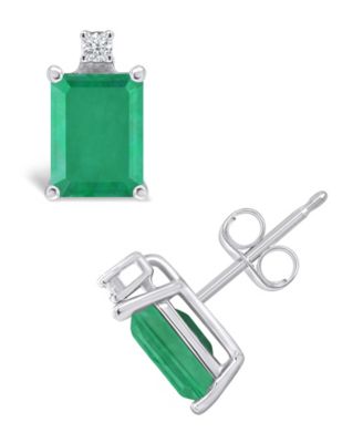 Tanzanite (1-1/5 ct. t.w.) & Diamond Accent Stud Earrings in 14k White Gold (Also in Emerald, Sapphire & Ruby)