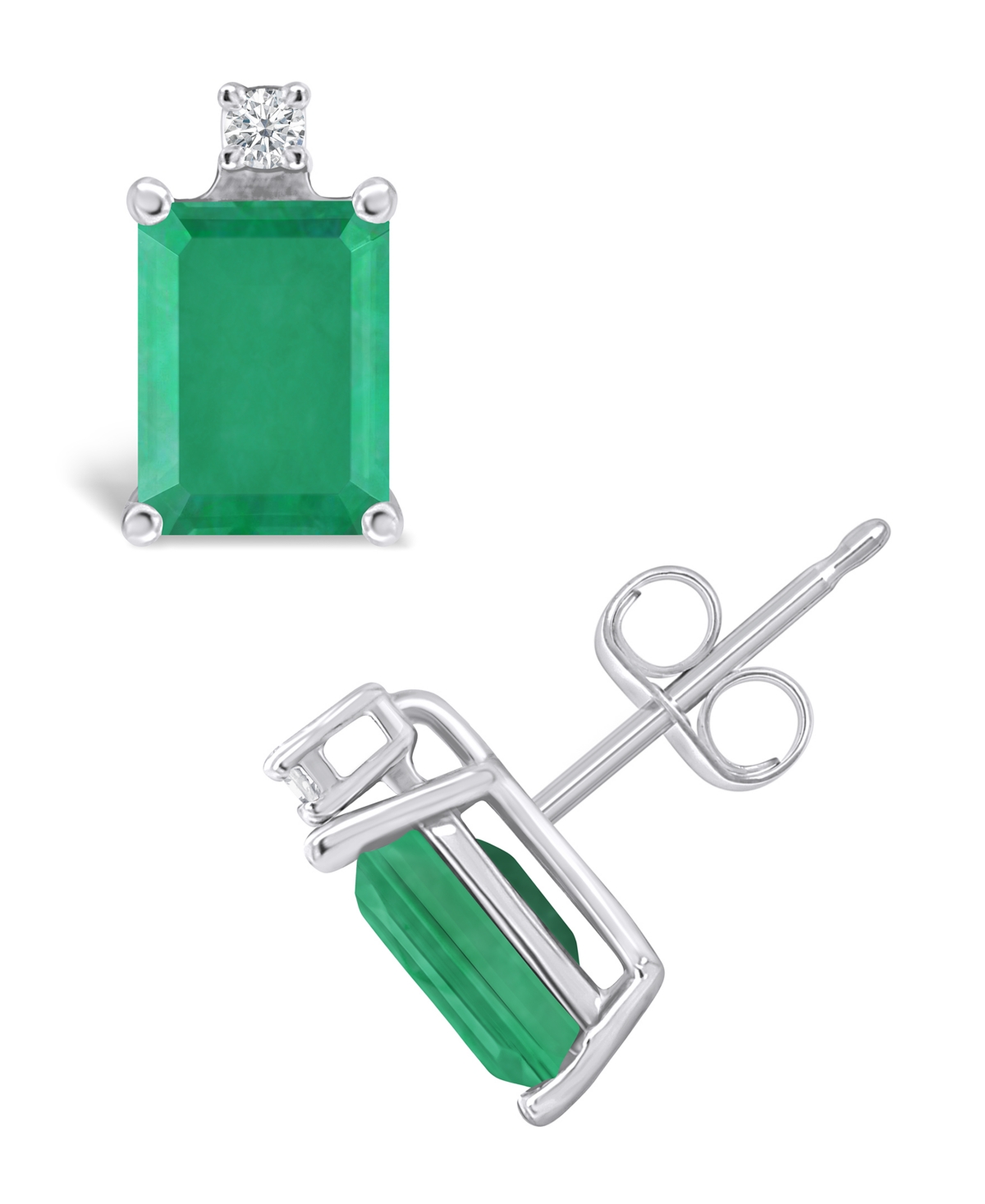 Tanzanite (1-1/5 ct. t.w.) & Diamond Accent Stud Earrings in 14k White Gold (Also in Emerald, Sapphire & Ruby) - Emerald