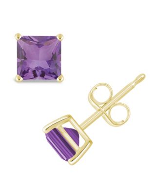 Macy's - Princess-cut Gemstone Stud Earrings in 14K Yellow Gold