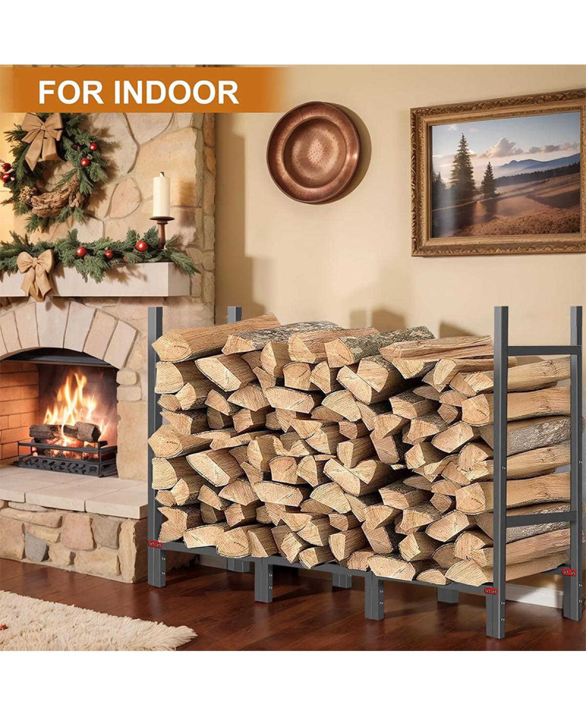 Streamdale Furniture Heavy-Duty Outdoor Firewood Rack with Waterproof Cover