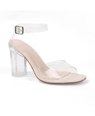 Women's Navi Clear Strap and Block Heel Sandals