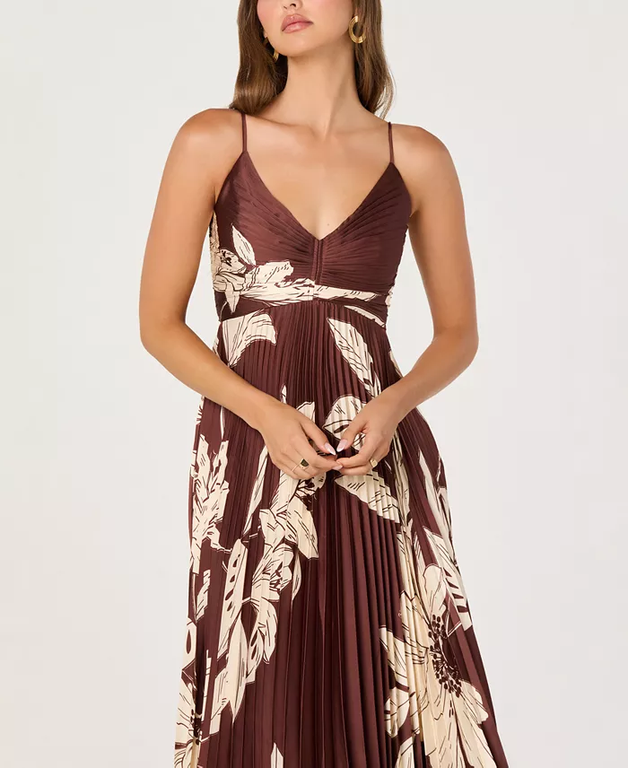 Women's Printed V-Neck Maxi Dress - thumbnail 3