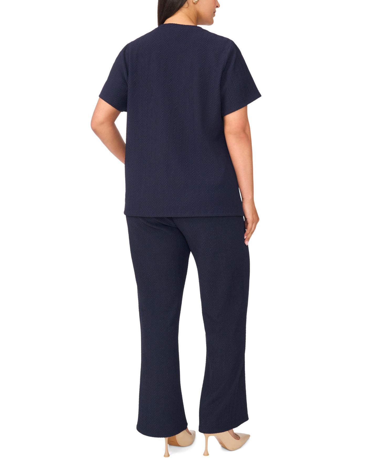 Женские брюки Vince Camuto Plus Size Pull-On Pintuck Kick Flare, цвет: Тёмно-синий — фото 9
