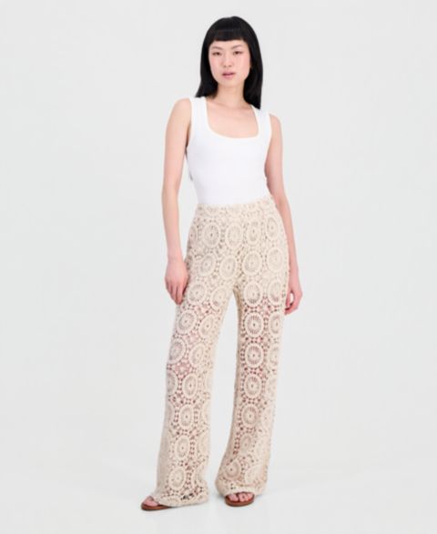 Женские брюки And Now This Cotton Crochet Wide-Leg, цвет: Flax