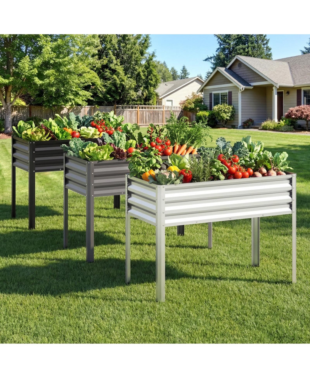Gouun Metal Raised Garden Bed Set of 2 with Elevated Legs