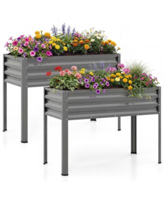 Metal Raised Garden Bed Set of 2 with Elevated Legs
