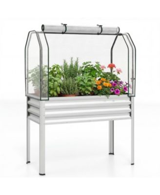 Galvanized Raised Garden Bed with Legs and Greenhouse Cover