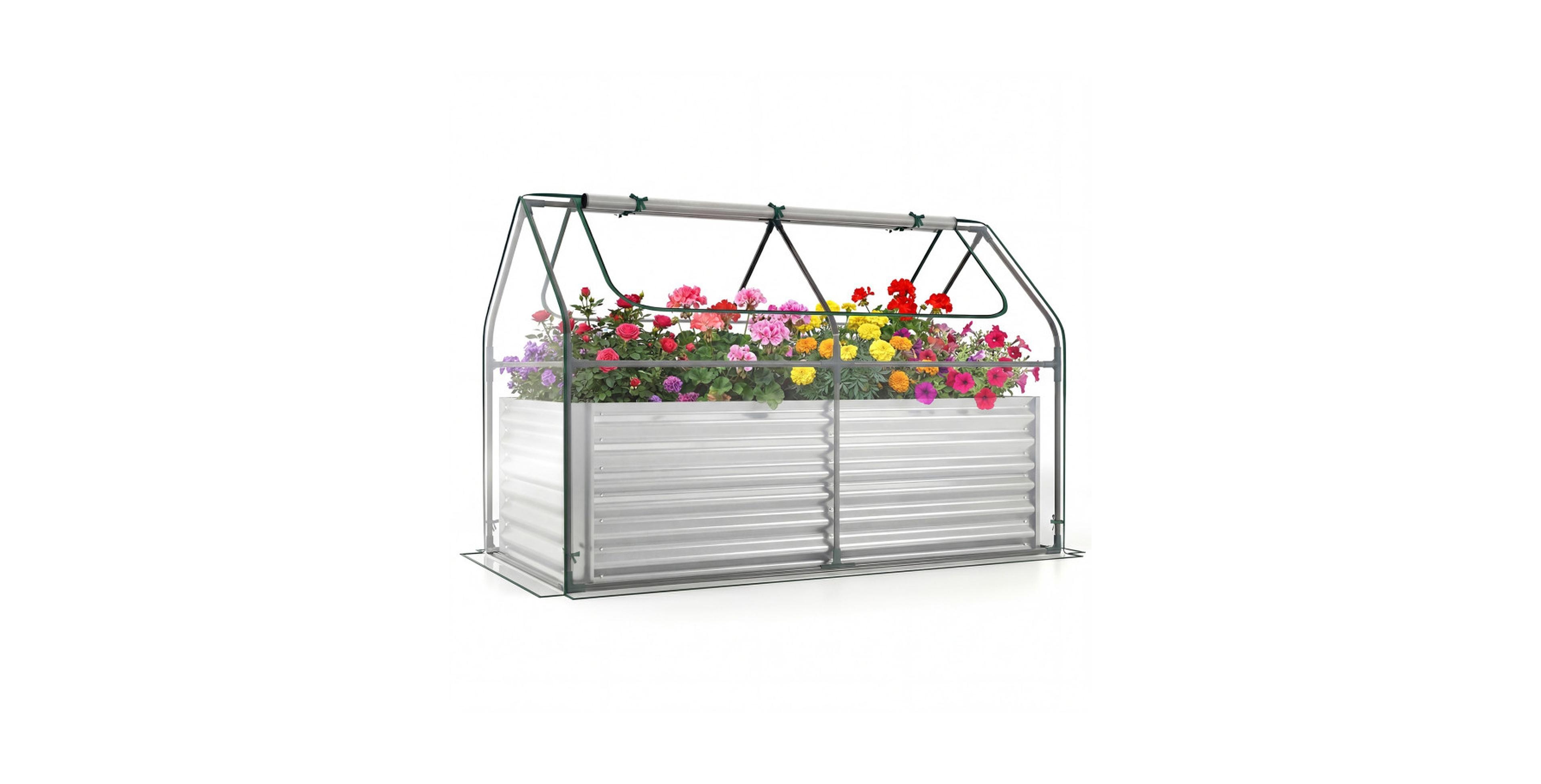 Gouun 68 x 33 x 21 in Galvanized Steel Raised Garden Bed with Cover