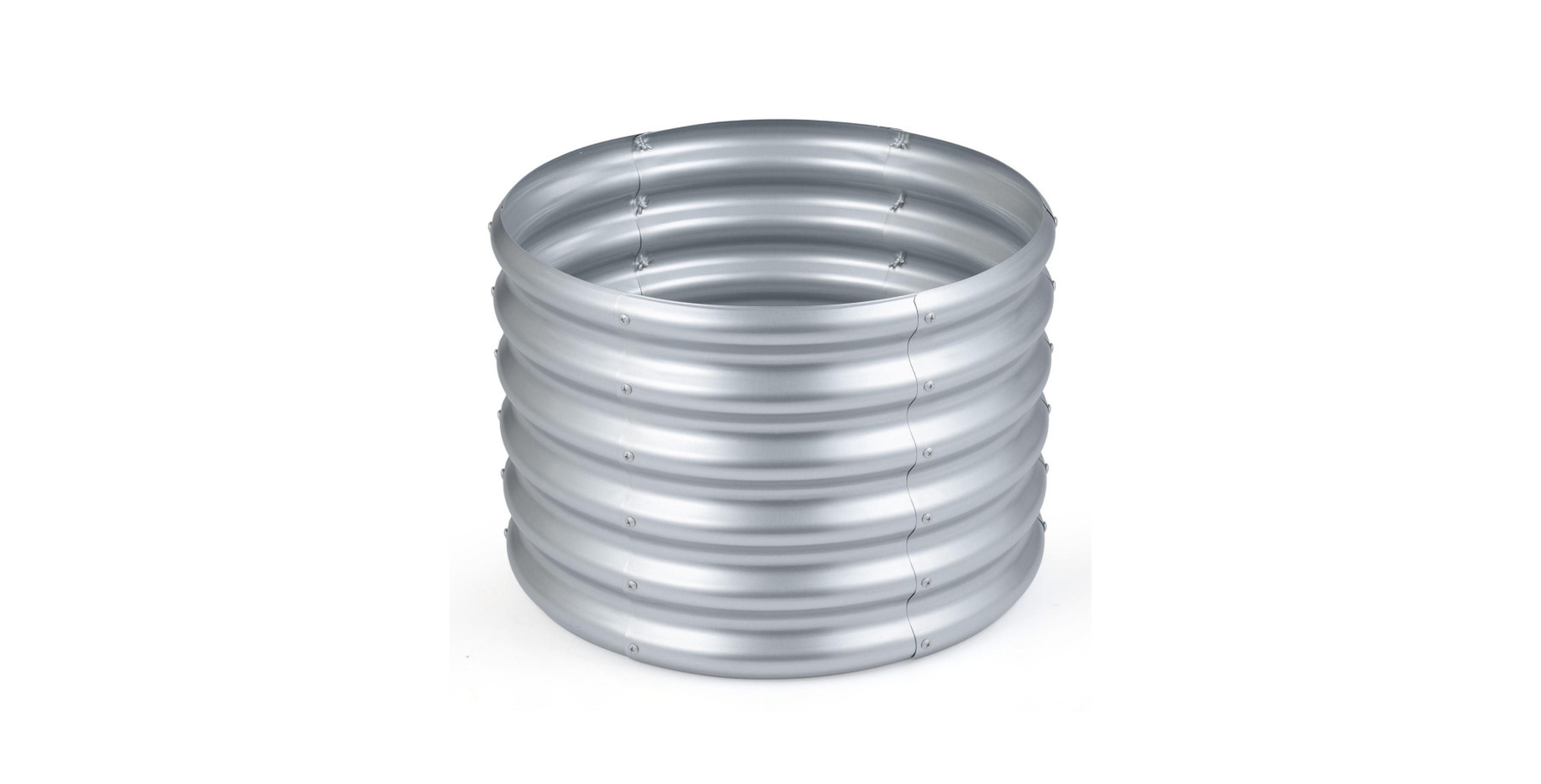 Gouun Round Galvanized Steel Raised Garden Bed with Open-Ended Base Medium