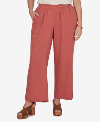 Plus Size Lace Trim Lightweight Pull-On Pants