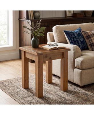 Solid Wood Side Table, Farmhouse Square End Tale with Stable 4 Legs