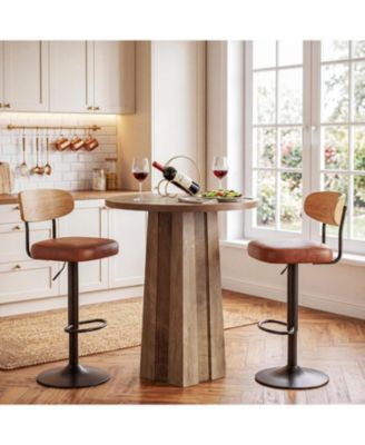Round Bar Table, 35.43-Inch-High Bistro Pub Table with Fluted Base