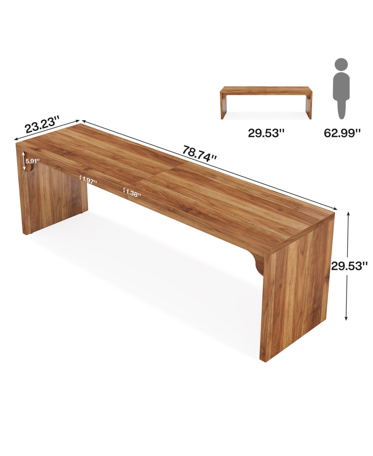 Tribesigns 78.7 Inches Long Computer Desk, Wooden Extra Writing Desk Double Workstation, 2 Person for Home Office