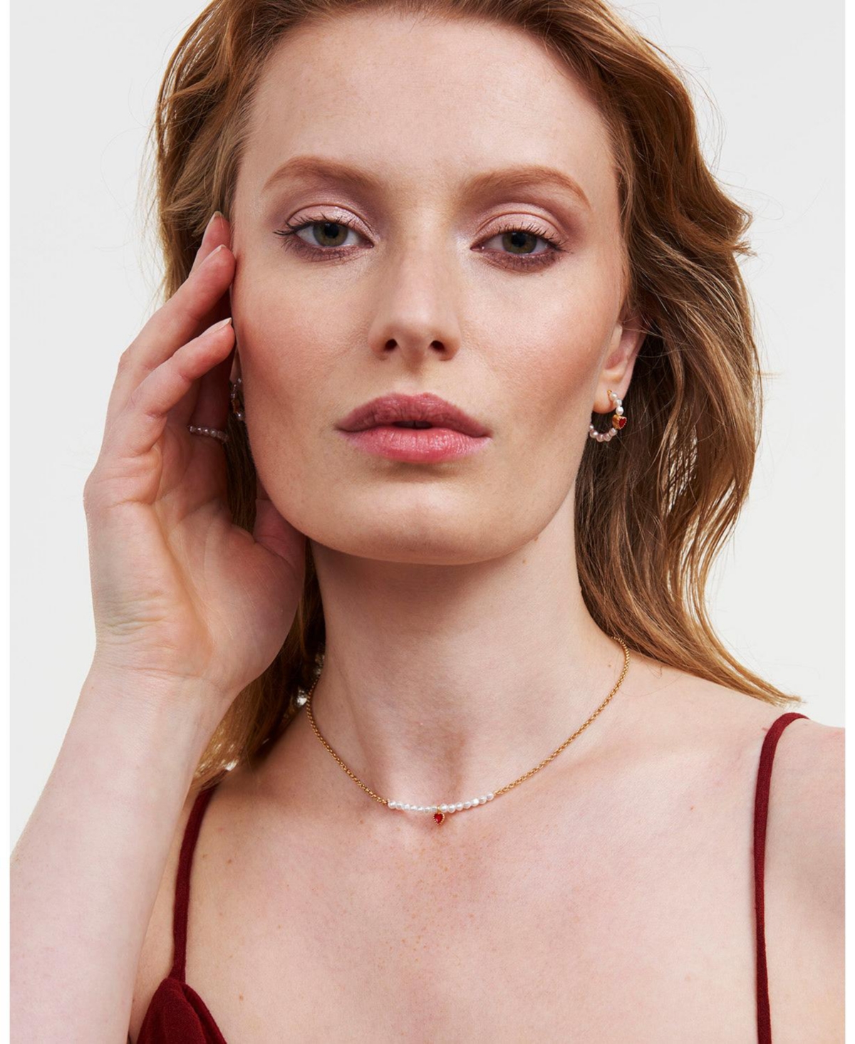 Fable England Gold Love Heart Pearl Necklace