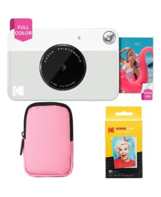 Printomatic Instant Print Camera Bundle with Pink Soft Case and 20-Pack Zink Photo Paper