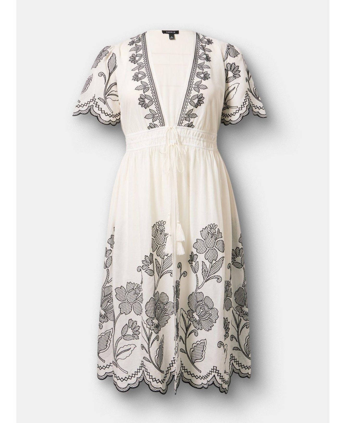 Torrid Plus Size Floral Embroidered Maxi Kimono, цвет: Белый — фото 2