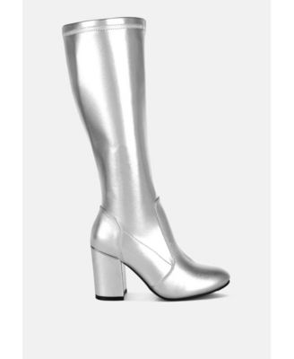 ladies silver dress boots Azura Metallic Pointed Toe Ankle Boots