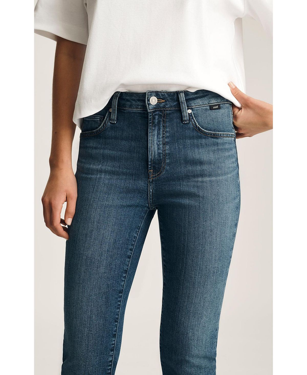 Mavi Jeans Women's Kathleen Mid Rise Boyfriend In Dark Brushed Flex Blue view 6 — MAYCSS fashion products