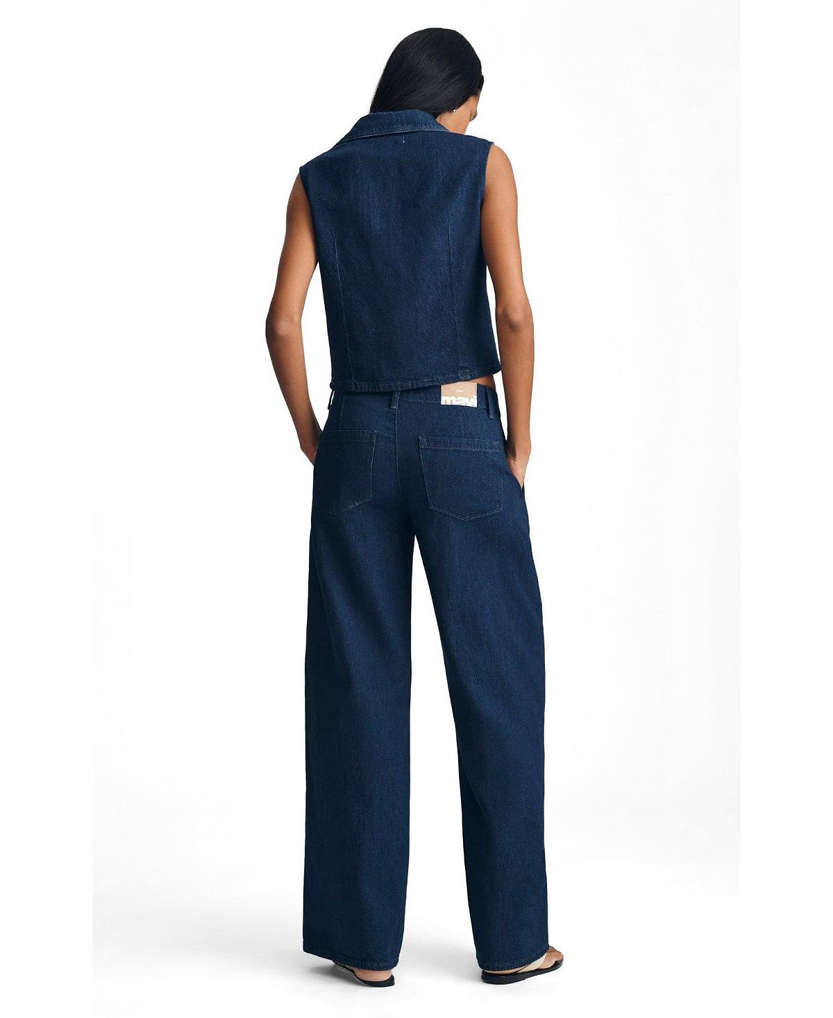 Mavi Jeans Women's Siena High Rise Wide Leg In Chino Dark Linen Denim view 3 — MAYCSS fashion products