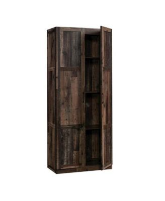 Storage Cabinet With Pine Finish, Rectangular Design