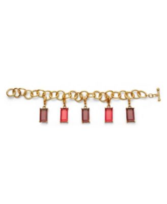 Dhwani Bansal 22k Gold Plated Adjustable Kandi Bracelet with Amethyst and Topaz Glass Gems - Gold