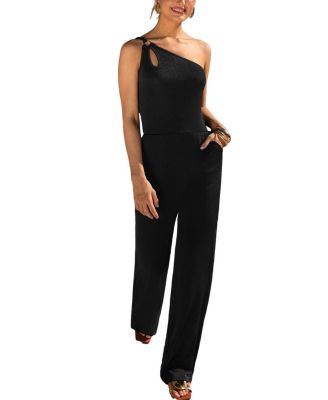 Women's V-Neck Zipper Closure Unlined Jumpsuit