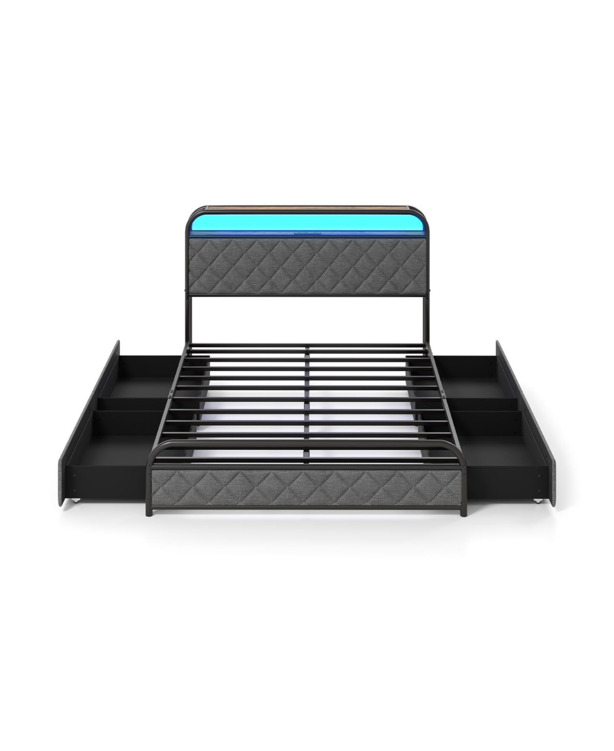Slickblue Modern Platform Bed Frame with Led Lighting and Power Outlet