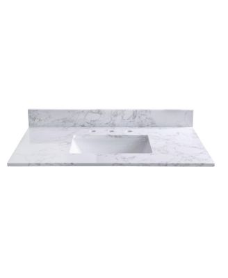 31/37/43 Inch Carrara Marble Stone Bathroom Vanity Top with Rectangular Undermount Sink and Backsplash, Polished Surface