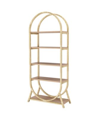 Modern 5-Tier Open Bookcase with Arched Shelves