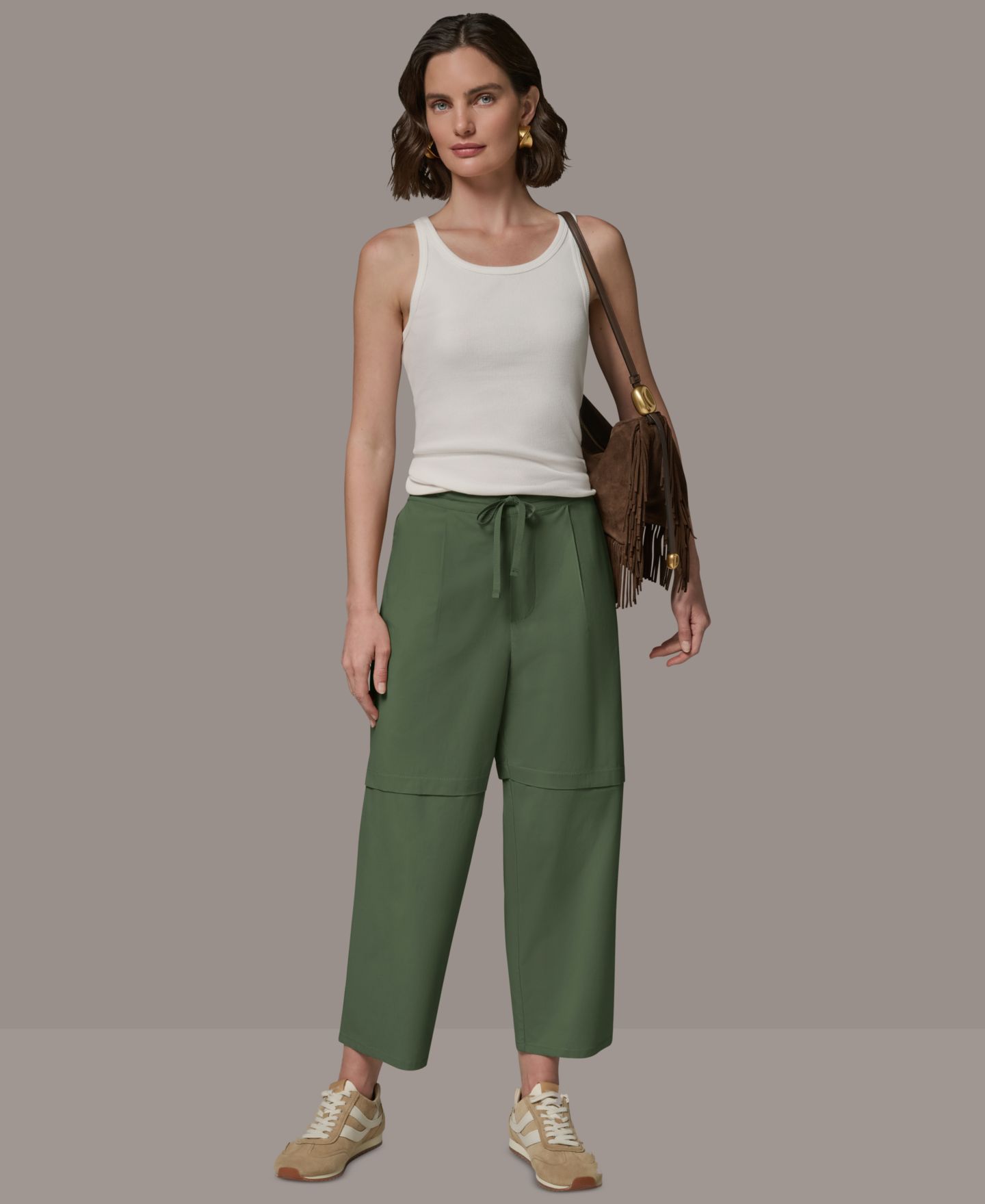 Женские брюки Donna Karan Weekend из бумажного поплина с высокой посадкой, цвет: Verde — фото 6