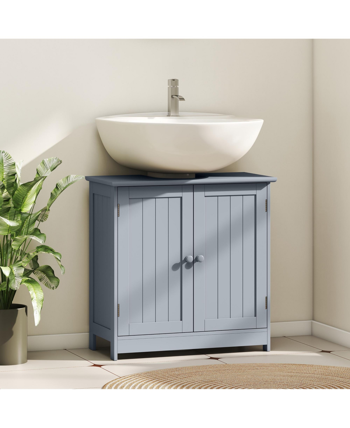 Busdays Pedestal Sink Storage Cabinet Under Sink Bathroom with 2 Doors Shelf and U Shape
