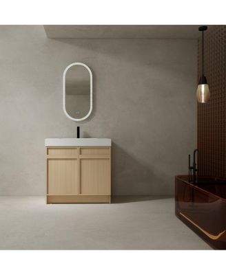 35 Inch Freestanding Bathroom Vanity with Resin Sink, Soft Close Doors, Adjustable Shelf, Ample Storage for Modern Bathrooms