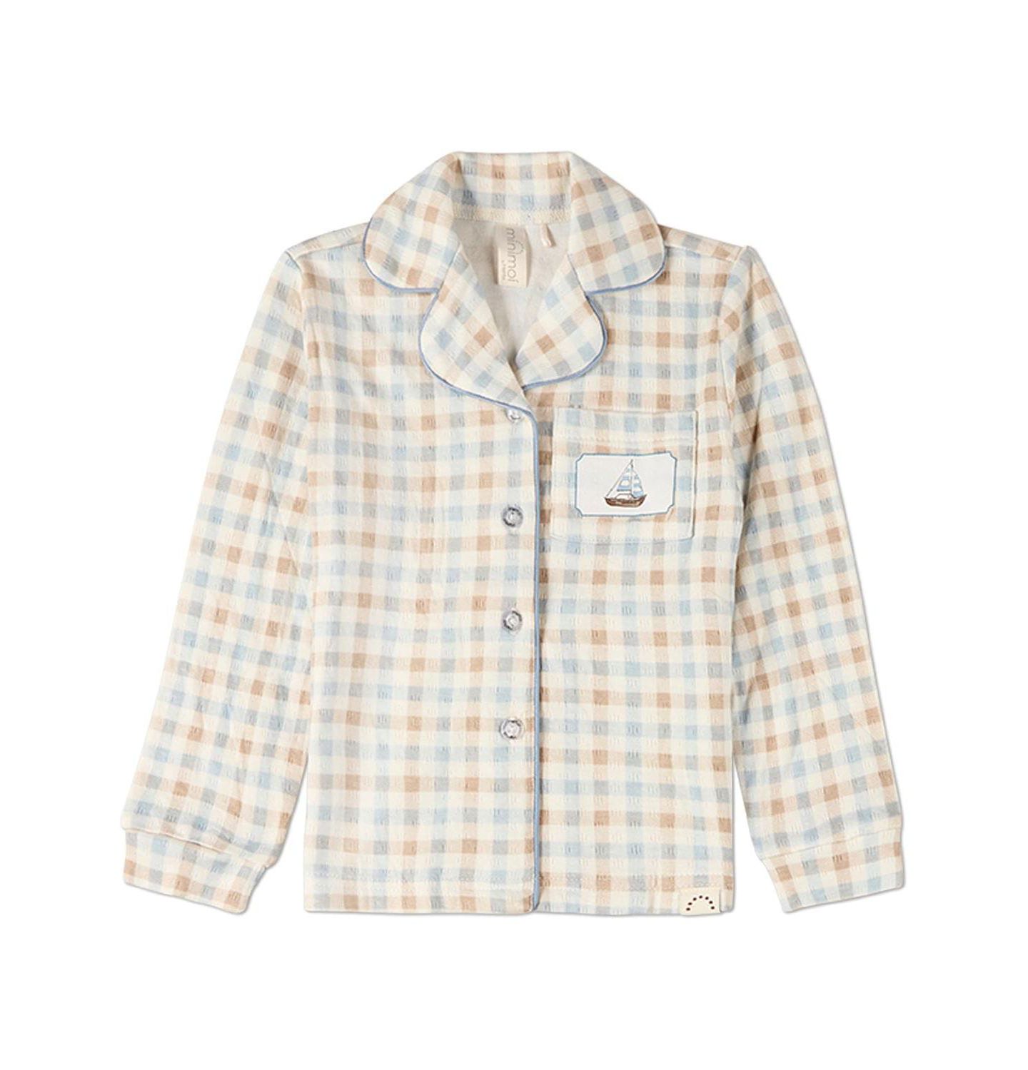 MeMoi Toddler Girls 2 Piece "Let Your Dreams Set Sail" Pointelle Plaid Lounge Set, цвет: Синий — фото 2