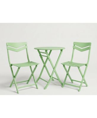 Adults 3 Piece Curved Back Bistro Set Iron Outdoor Seating