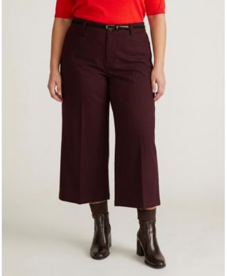 Plus Size Cropped Wide Leg Ponte Pants