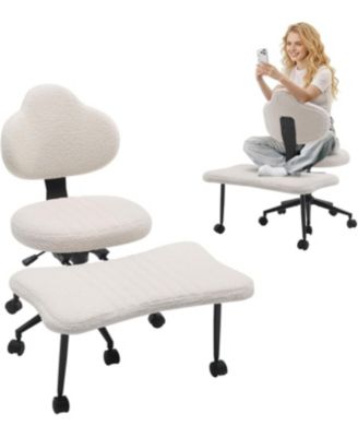 Ergonomic Cross Legged Chair, 360 Degree Swivel Meditation Chair with Wheels, Height Adjustable for ADHD, Yoga, Home Office