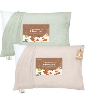 2-Pack Lyra Muslin Toddler Pillowcases 13x18, Organic Cotton Muslin Kids Pillow Case for Girls, Boys, Sleeping, Travel