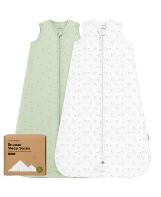 2-Pack Snooze Baby Sleep Sacks, Cotton Wearable Blanket, Soft Toddler Sleeping Bag, Smooth Zipper