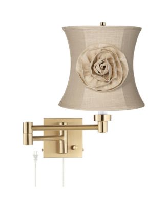 Alta Plug-In Swing Arm Wall Lamp with Almond Flower Shade