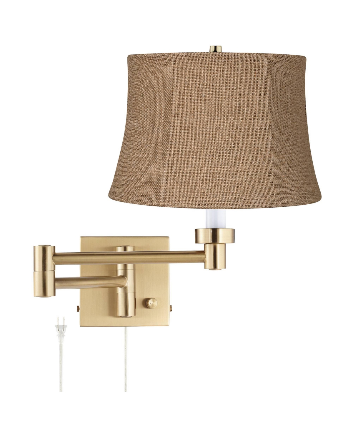 Barnes and Ivy Alta Plug-In Swing Arm Wall Lamp with Burlap Drum Shade