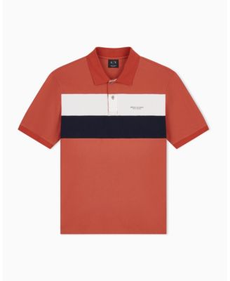 Men's Pique Color Block Polo Shirt