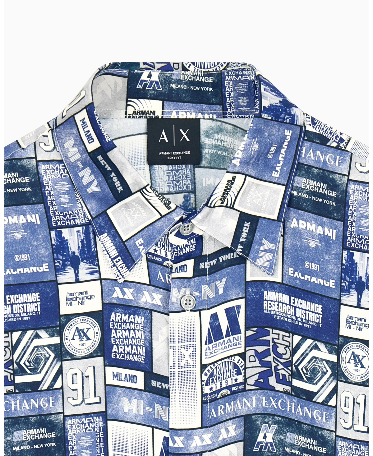 A|X Armani Exchange Men's Viscose All Over Print Woven Shirt