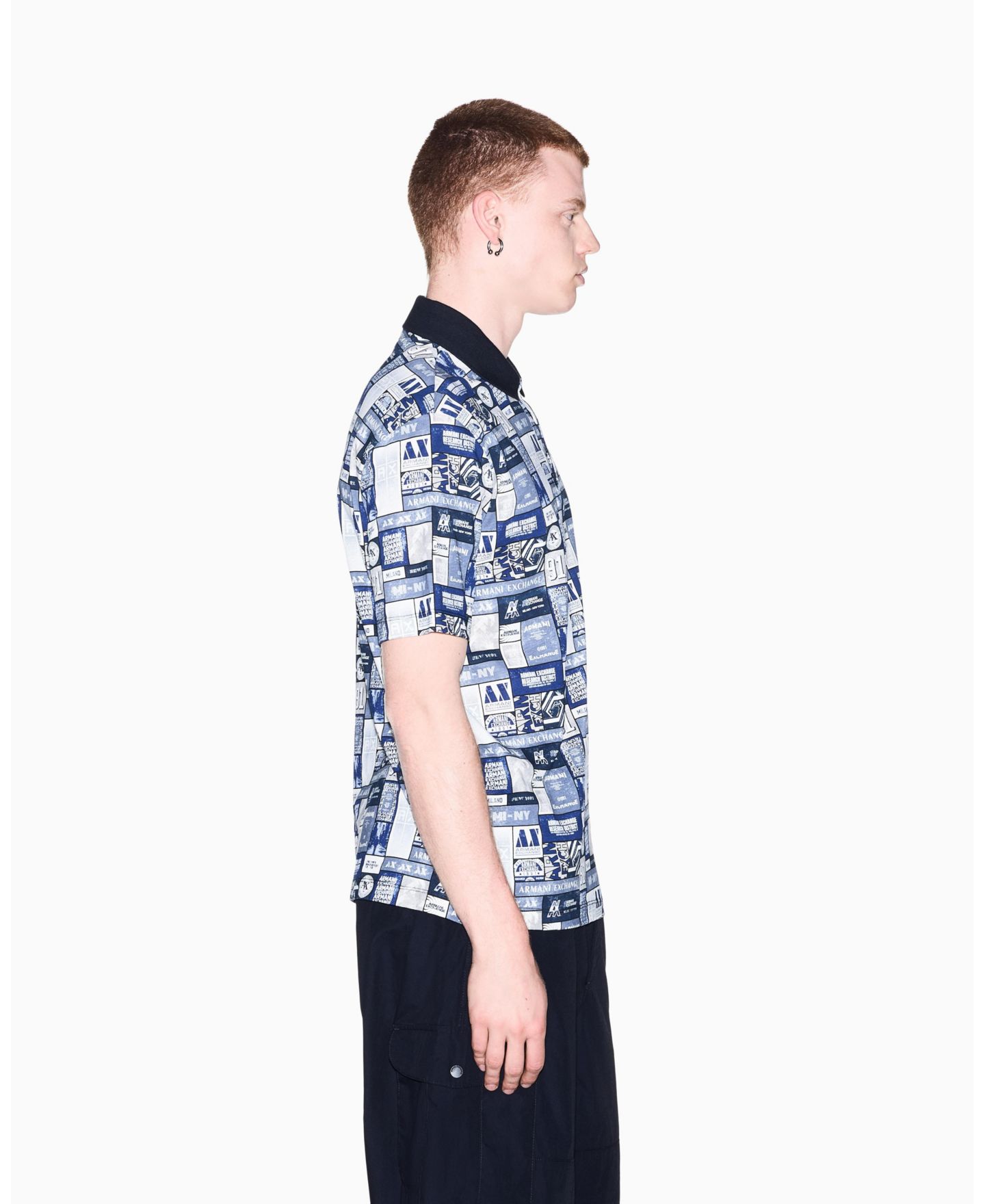 Мужское поло A|X Armani Exchange Collage Logo Polo Shirt, цвет: Молочный белый — фото 7