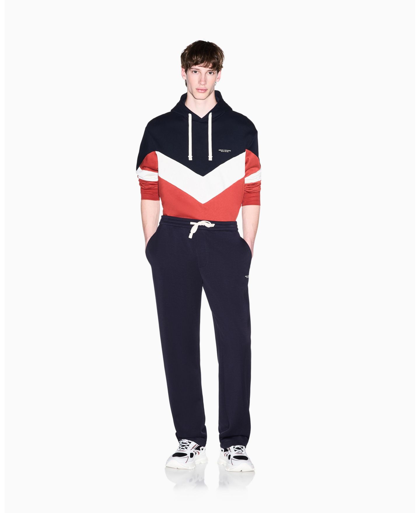 Мужское худи A|X Armani Exchange Chevron Color Block, цвет: Глубокий тёмно-синий — фото 5