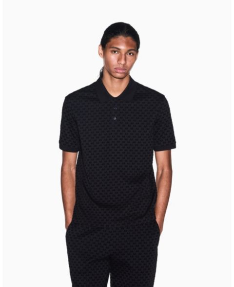 Мужское поло A|X Armani Exchange Flocked All Over Logo Polo Shirt, цвет: Чёрный