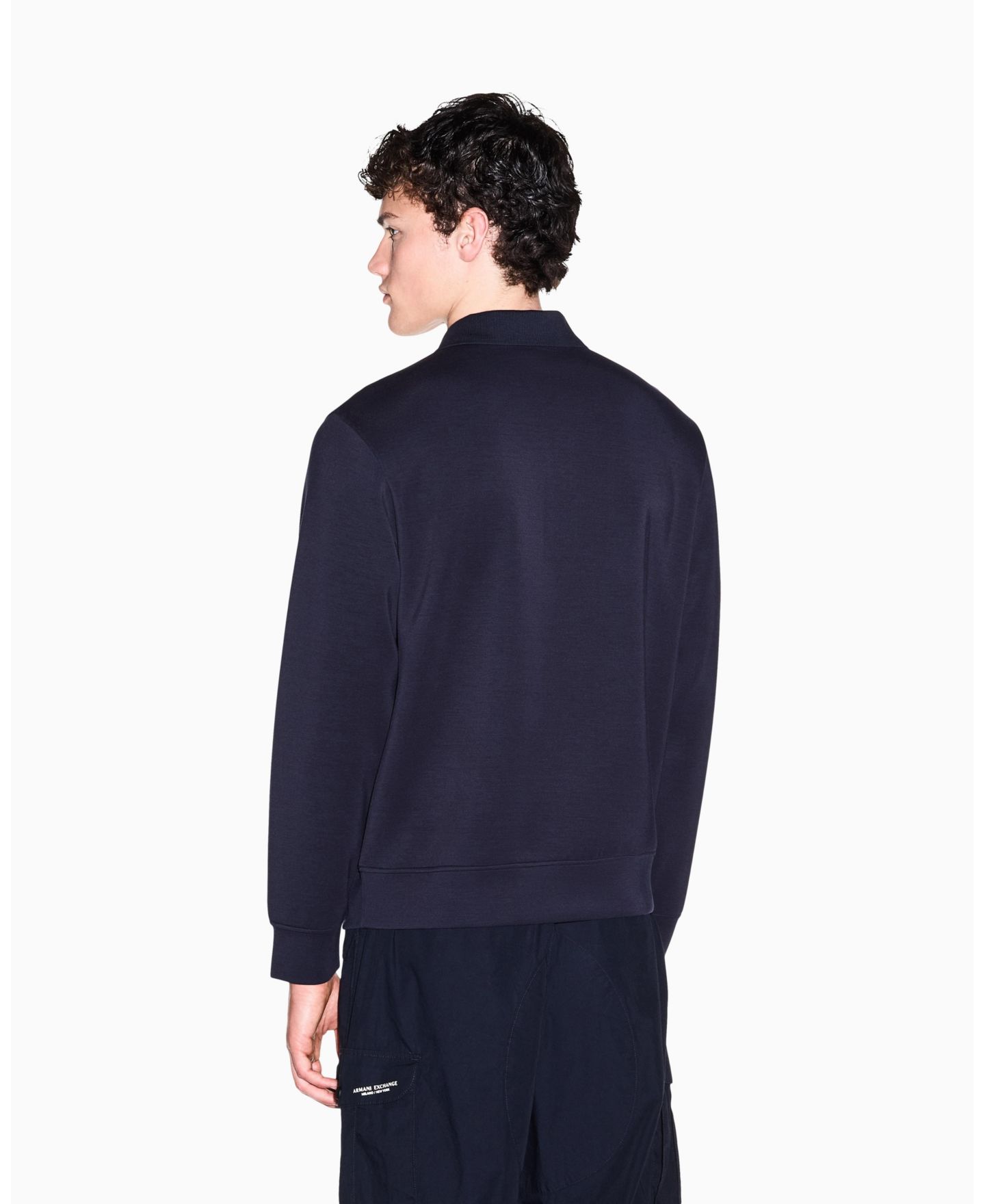 Мужская толстовка A|X Armani Exchange Modal Polo Sweatshirt, цвет: Глубокий тёмно-синий — фото 4
