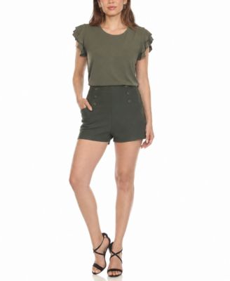 Women's Flutter-Sleeve Top and Pull-On Shorts Set